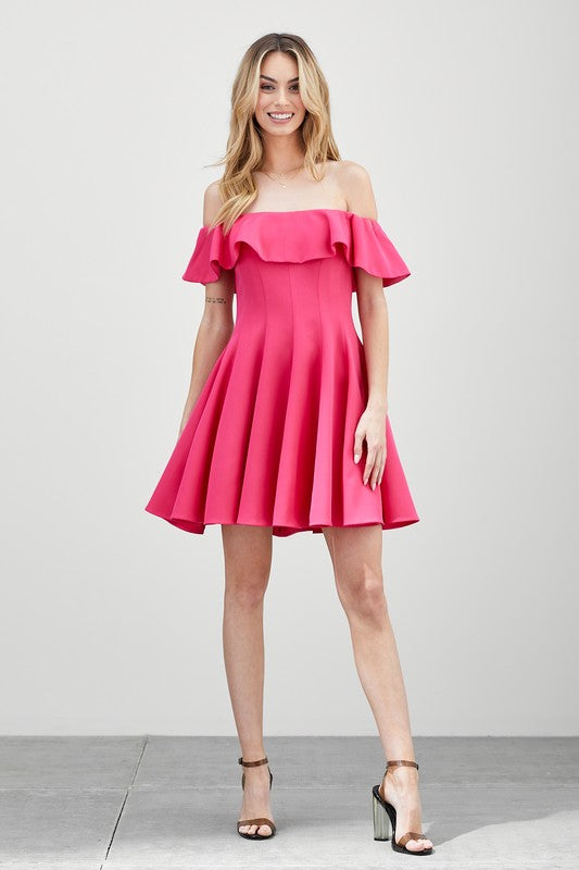 Cream and Pink A Line Lovely Ruffle Dress