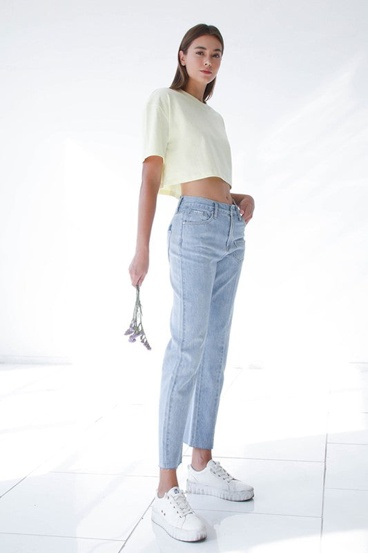 Patched Pocket Boyfriend Jeans