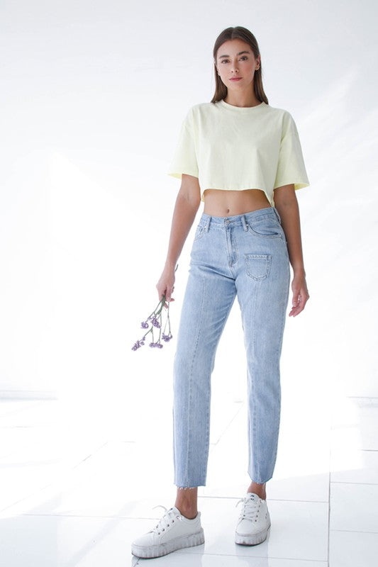 Patched Pocket Boyfriend Jeans