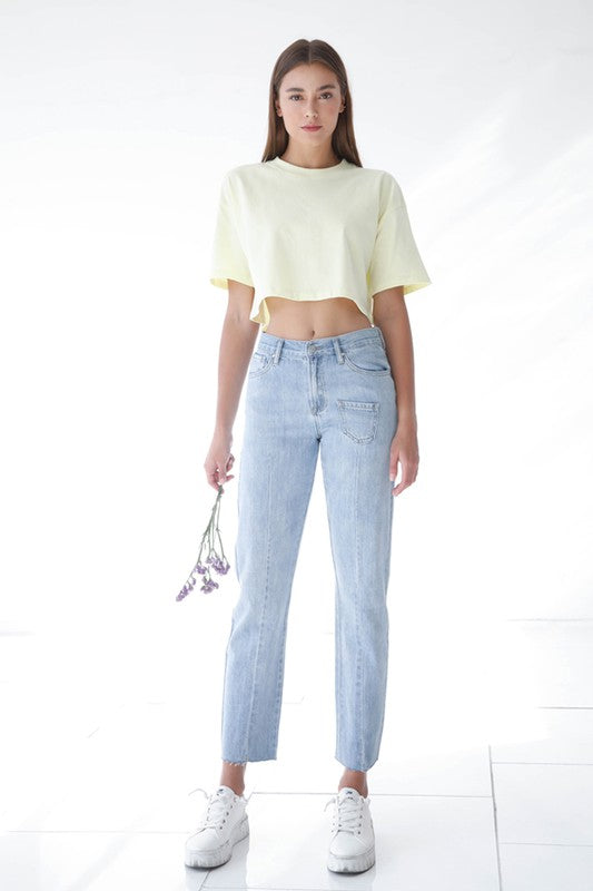 Patched Pocket Boyfriend Jeans