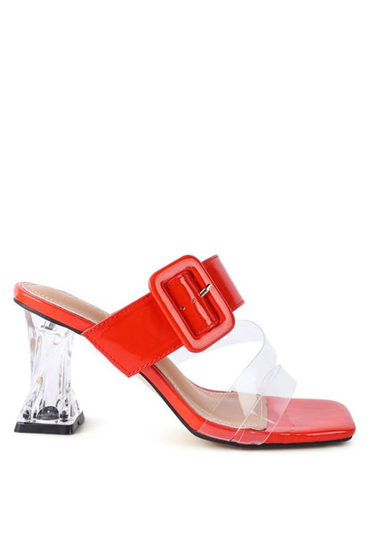 CITY GIRL PRINTED MID HEEL SLIDE SANDALS