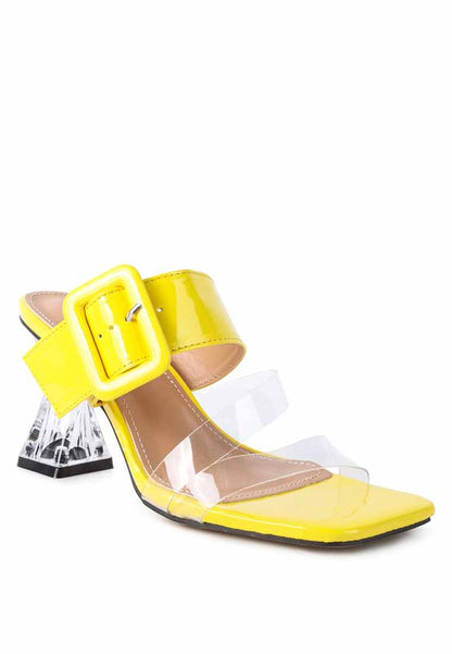 CITY GIRL PRINTED MID HEEL SLIDE SANDALS