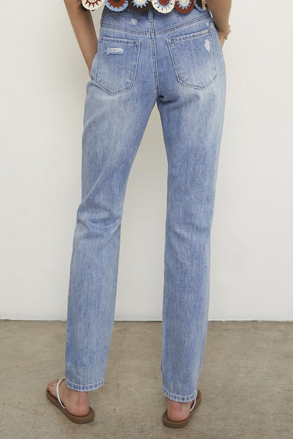 Distressed Straight Jeans