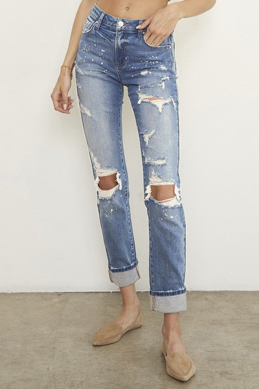 Destroyed Front Girlfriend Jeans