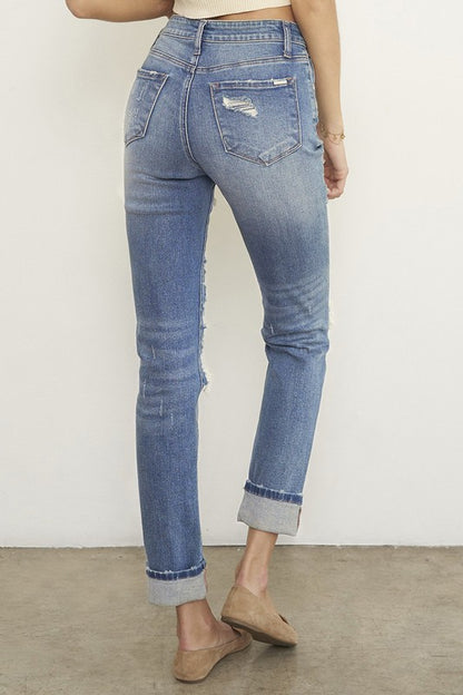 Destroyed Front Girlfriend Jeans