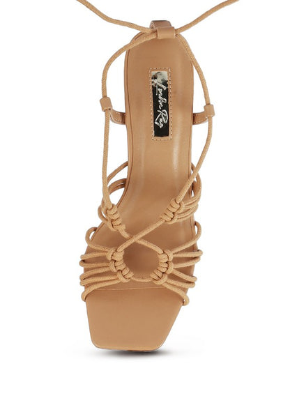 STRINGS ATTACH BRAIDED TIE UP BLOCK HEELED SANDAL