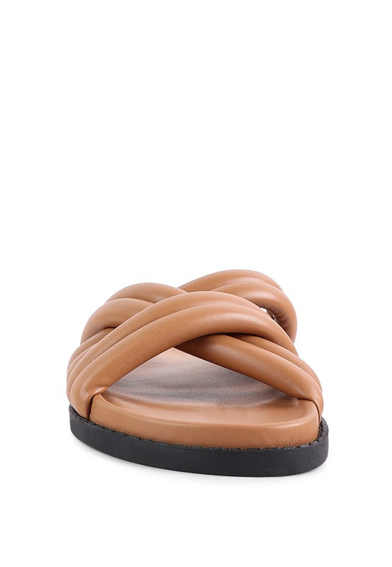 TORA QUILTED STRAP SLIDER FLATS