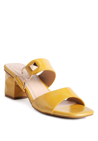 Rock cut Design HOOKUP GEOMETRIC CUT BLOCK HEEL SLIDES