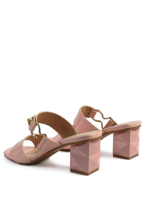 Rock cut Design HOOKUP GEOMETRIC CUT BLOCK HEEL SLIDES