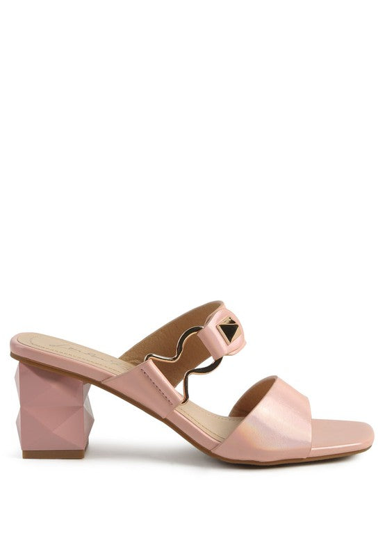 Rock cut Design HOOKUP GEOMETRIC CUT BLOCK HEEL SLIDES