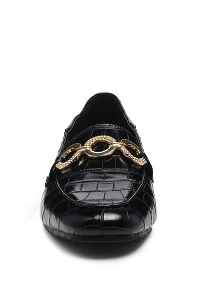 LONDON RAG CROC TEXTURED METAL SHOW DETAIL LOAFERS
