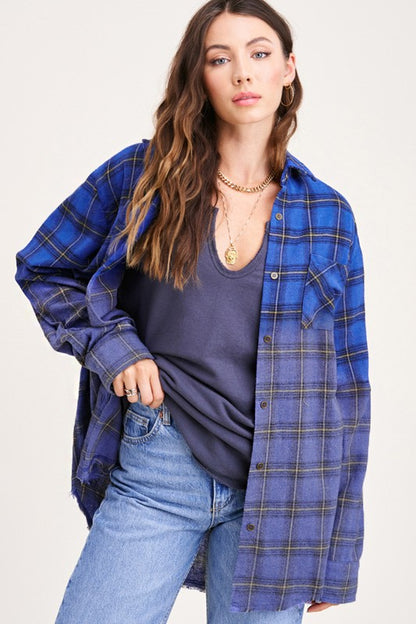 Green/Red/Purple Western Style Flannel Middle Kayla Shirt