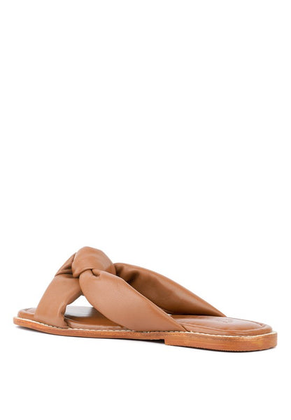 CHUBS Tan Puffy Strap Sliders Flat