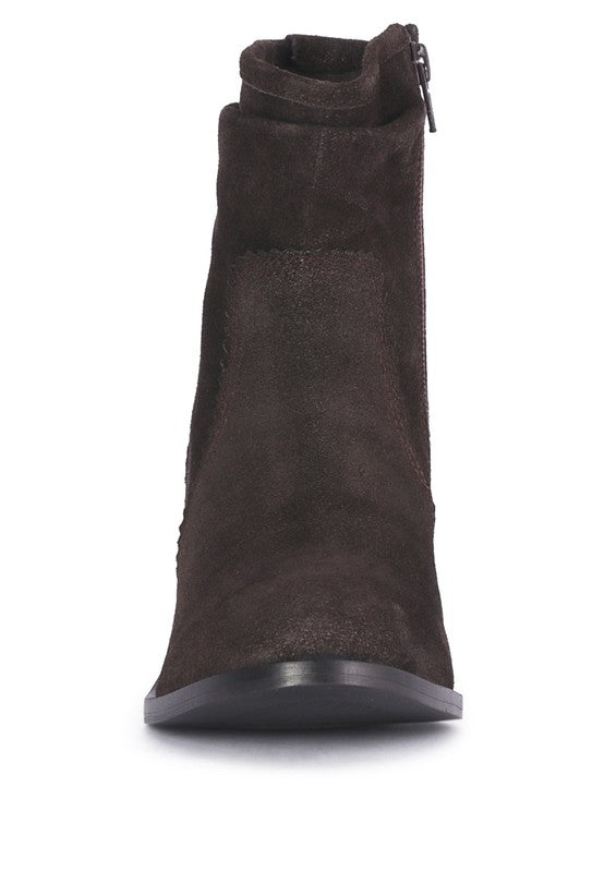 BOWIE Stacked Heel Leather Boots