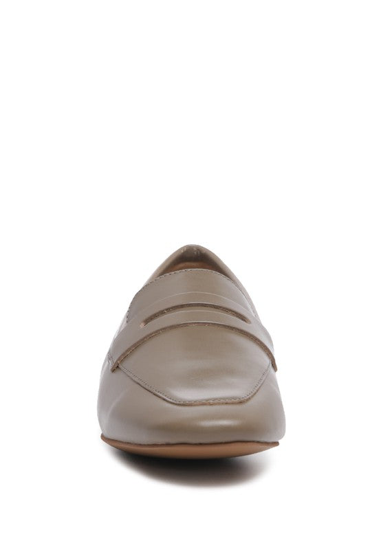 LILIANA Taupe Classic Leather Penny Loafers