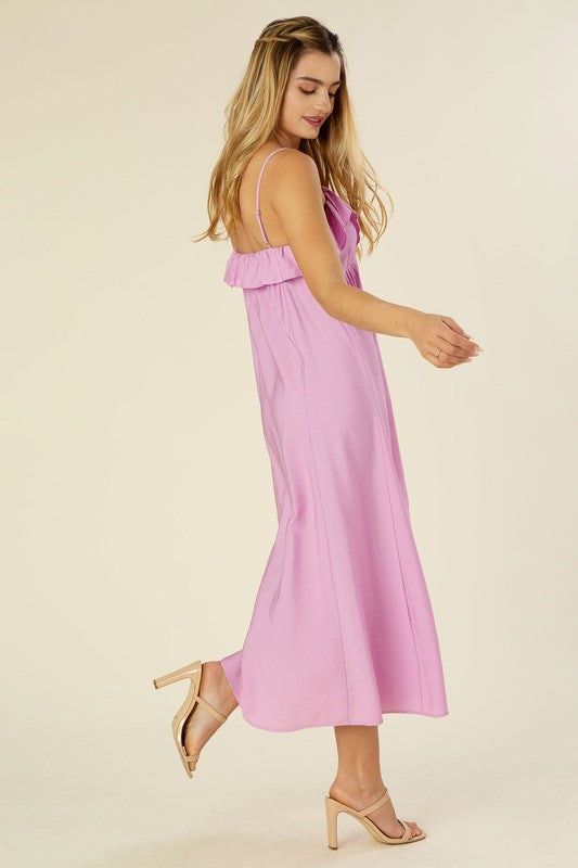 Lavender Color Maxi dress with ruffles