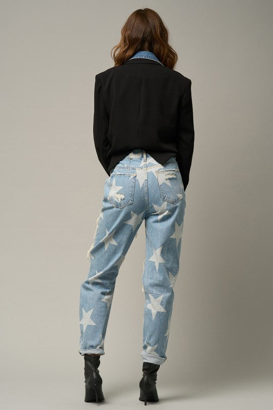 Star Print Slouch Jeans