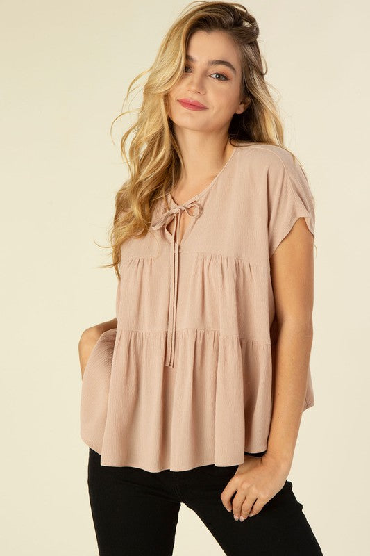 Beige A line tiered blouse