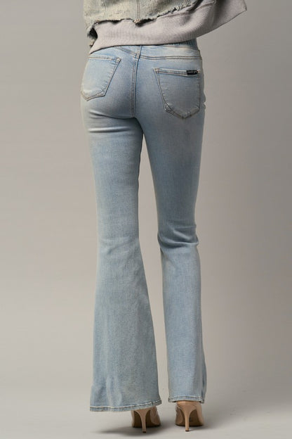 Elastic Banded Wide Flare Jeans