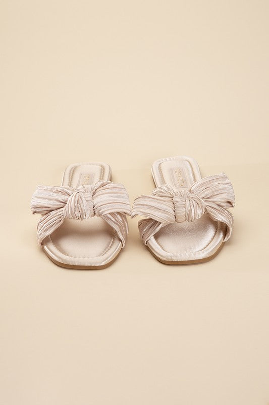 Big Bow and natural women's  Flat Slides