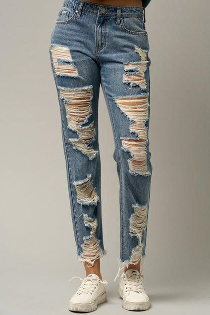 Ripped Straight Jeans