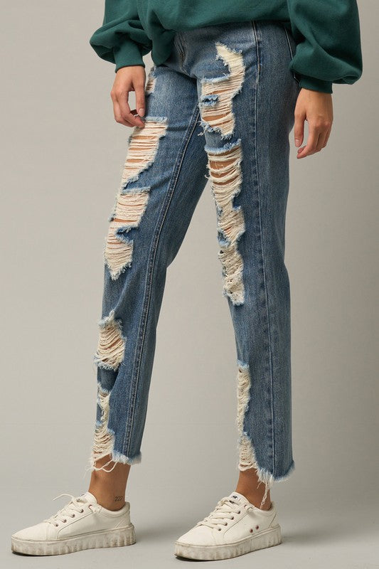 Ripped Straight Jeans