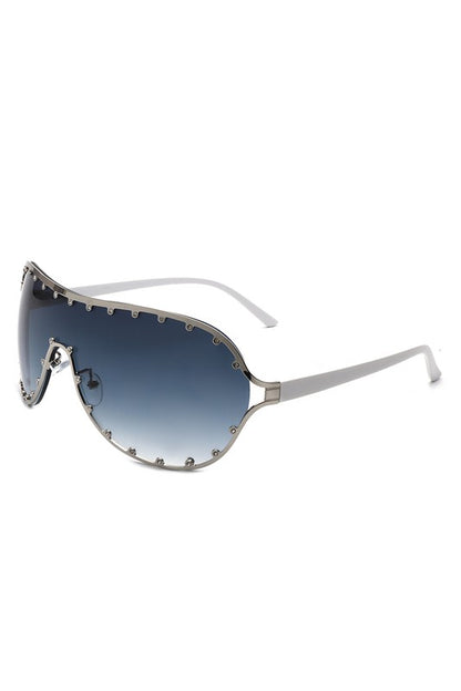 Oversize Rhinestone Fashion Aviator Sunglasses