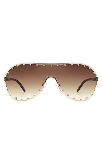 Oversize Rhinestone Fashion Aviator Sunglasses