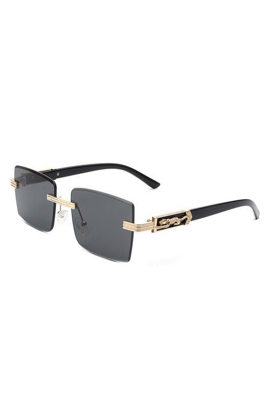 Rimless Square Retro Tinted Fashion Sunglasses