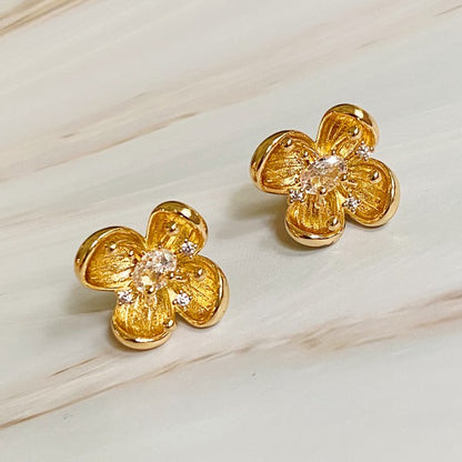 Artful Dogwood Flower Stud Earrings