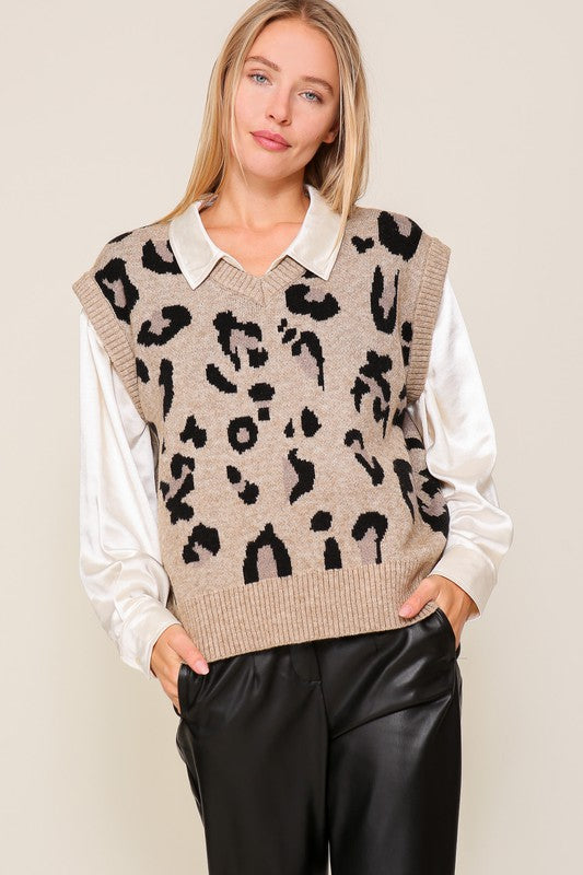 Natural Look Beige Leopard Vest