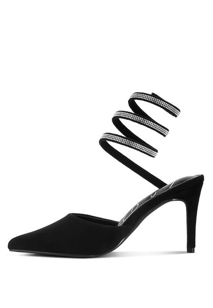 Elvira Rhinestone Embellished Strap Up Sandals