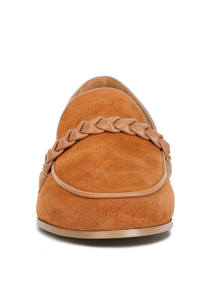 Echo Suede Leather Braided Detail Loafers