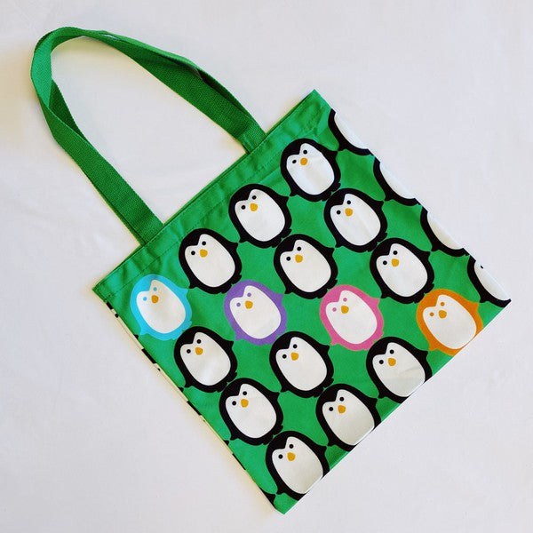 Let's Hold Hands Penguin Canvas Tote