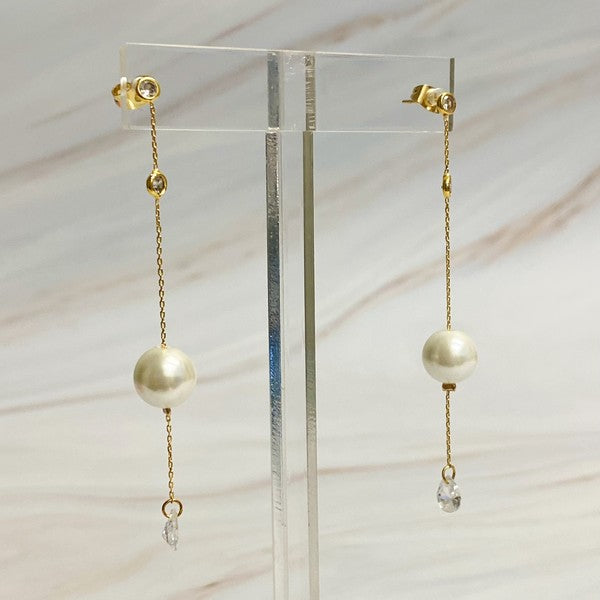 Dainty Jewel Bold Pearl Drop Earrings