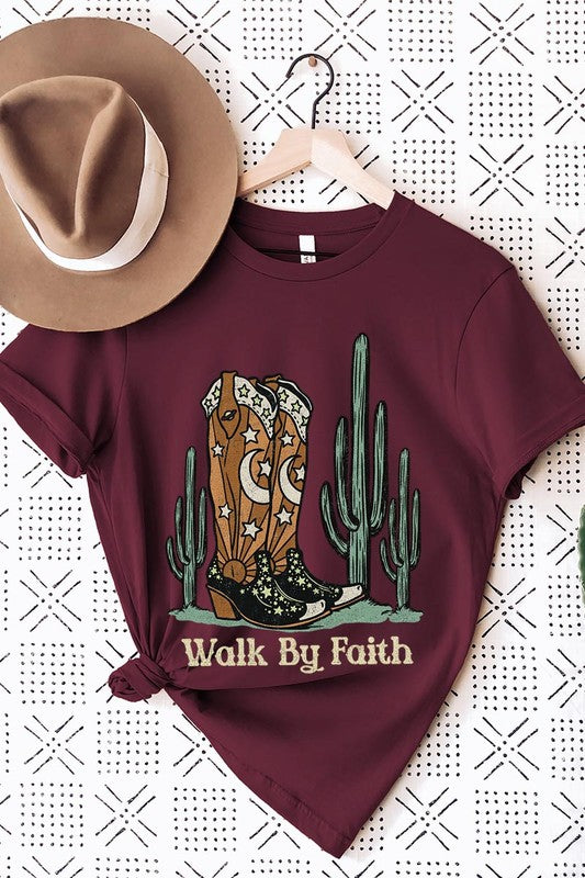 Walk By Faith Cowboy Boots Graphic T Shirts