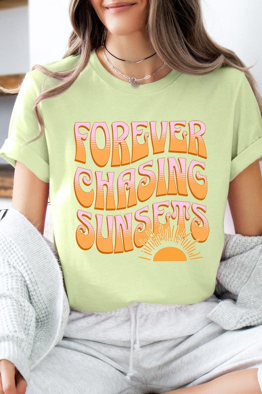 Forever Chasing Sunsets Summer Graphic T Shirts