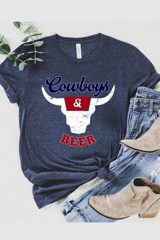 Cowboys & Beer Graphic T Shirts