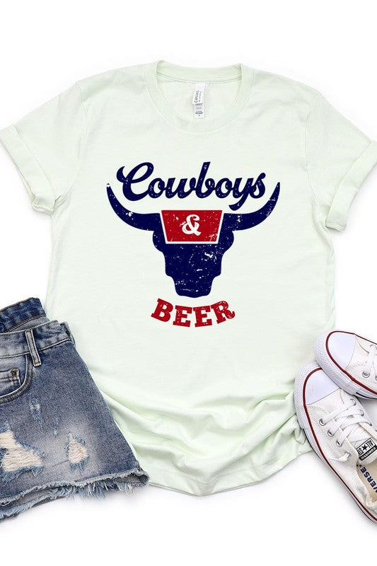 Cowboys & Beer Graphic T Shirts