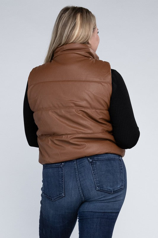Chestnut Color/Black inspired Warmmy Plus Puff Vest