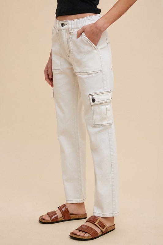 Annie Wear Straight Leg Jeans with Cargo Pockets