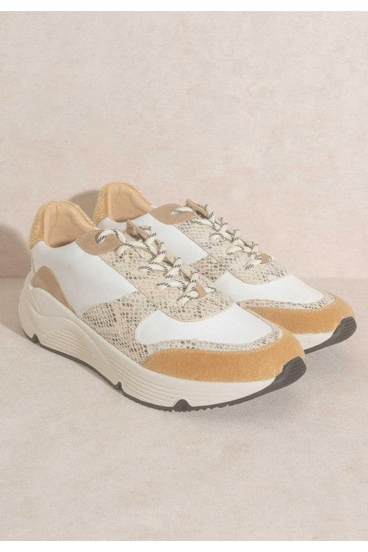 Light Golden Beige PENELOPE-LACE UP CASUAL SNEKAERS