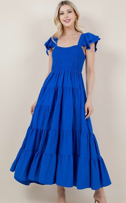 blue summer dress with sleeves Light Blue Casual Midi Dress: Seraphina Light Blue / Large