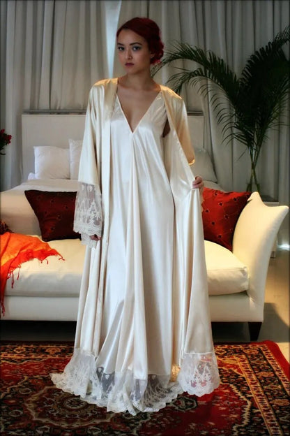 Maternity luxury Photo Robes Bathrobe Women Lace Silk Dresses Photo Shoot Bridal Fluffy