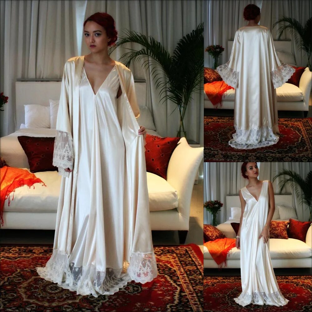 Maternity luxury Photo Robes Bathrobe Women Lace Silk Dresses Photo Shoot Bridal Fluffy