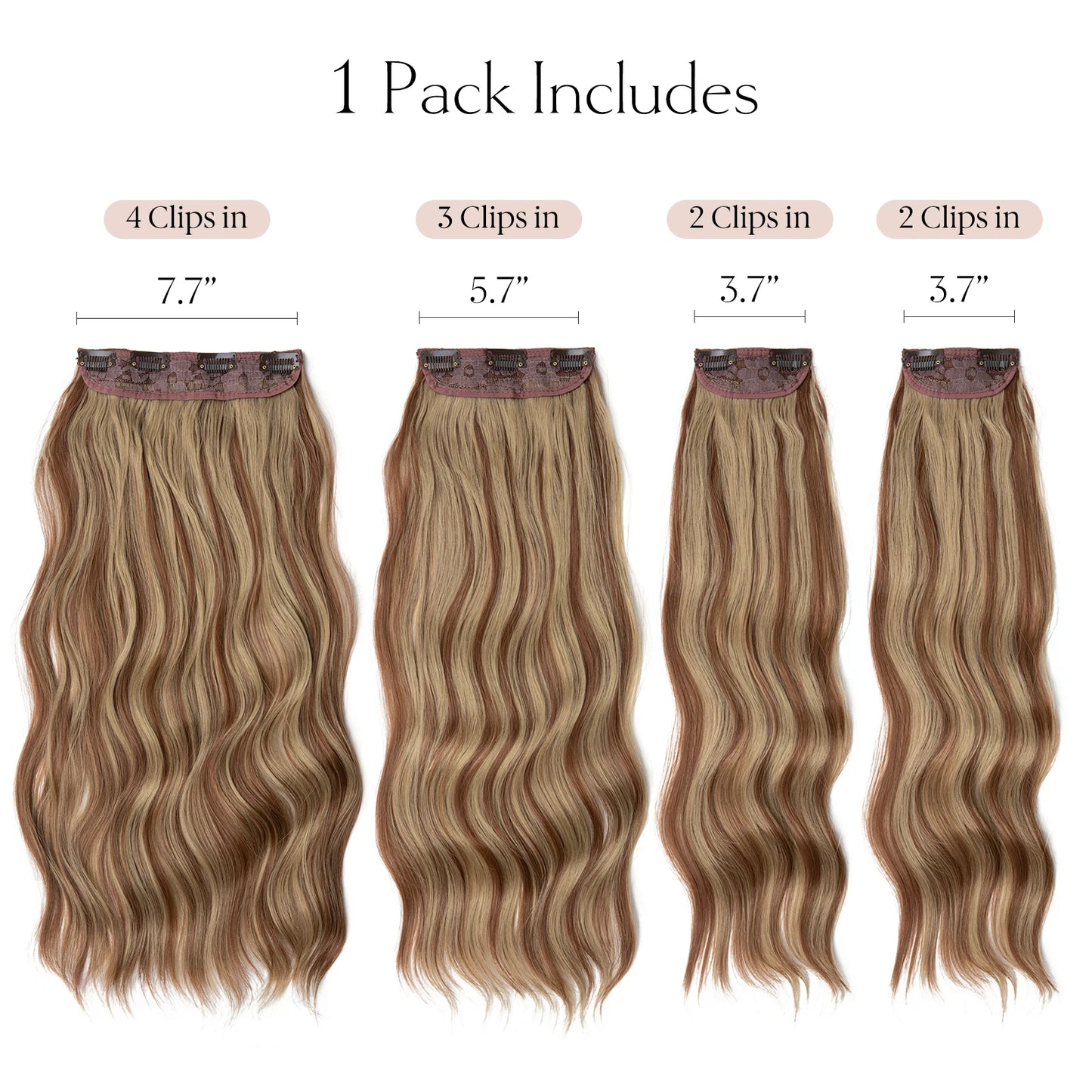 Synthetic Long Wavy Clip 4pcs In Hair Extensions 22" Thick Hairpiece For Women Brown Blonde Black Natural Fake Hair