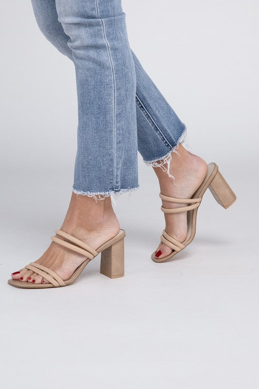 Beige Summer Angela - Strappy Alligator Heel