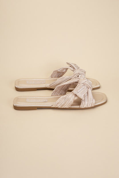 Big Bow and natural women's  Flat Slides