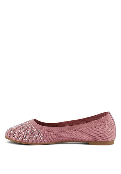 Splash Rhinestones Embellished Ballet Flats