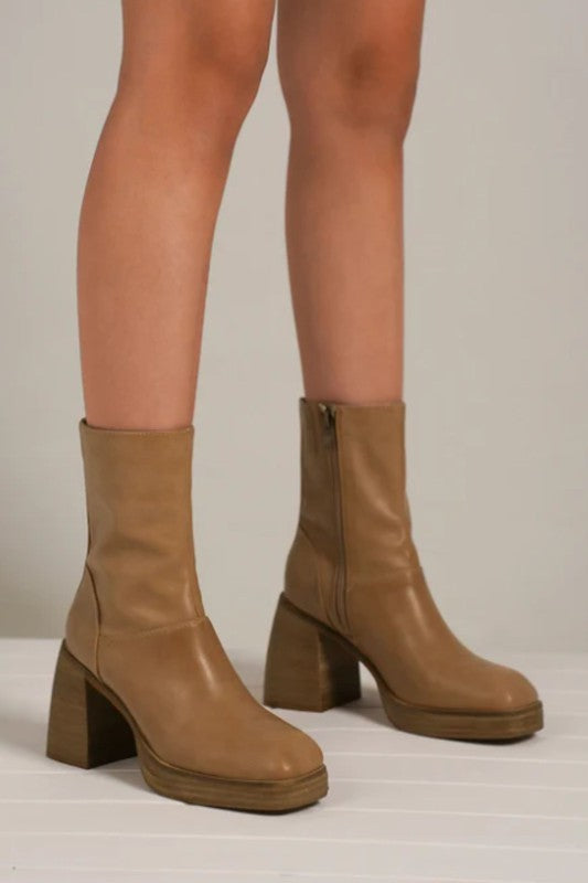 Fitted Ankle FOSTER-03-CHUNKY HEEL BOOTS
